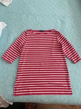 Women's Saint James Anti-UV Nautical Stripe Top Raspberry - US 8 M